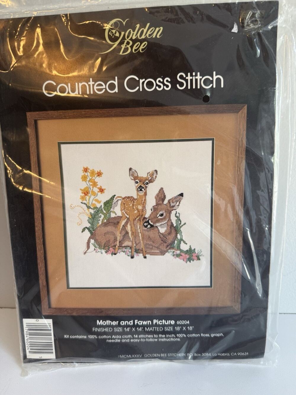 Golden Bee MOTHER AND FAWN PICTURE Counted Cross Stitch Kit #60204 Vtg 1985